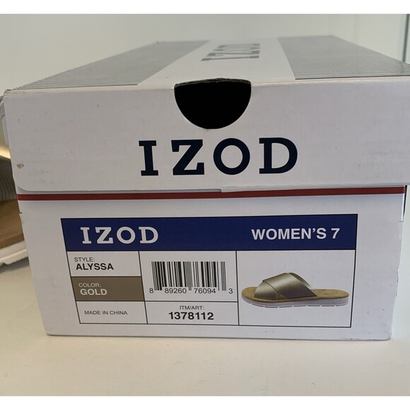 IZOD Women's Alyssa Gold Crisscross Strap Slide Slip On Sandals Shoe Size 7 - Picture 7 of 7